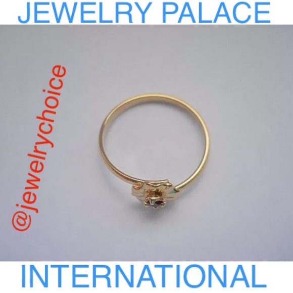 🆕14K Gold Filled Red Austrian Crystal Flower Kids Ring. - Picture 3 of 4